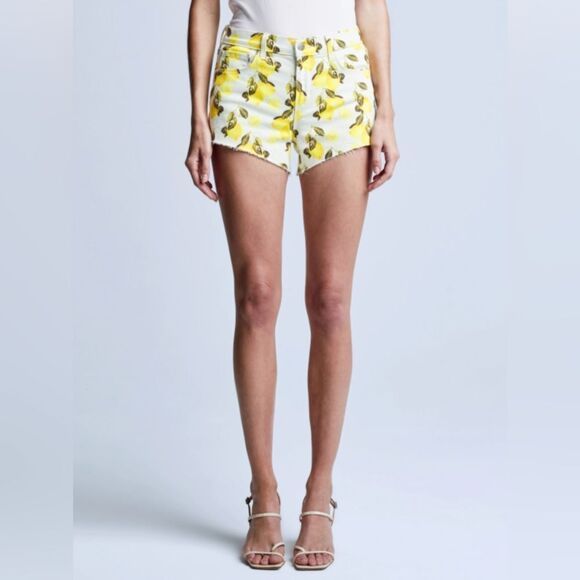 L’AGENCE AUDREY MID RISE SHORT IVORY/YELLOW LEMONS - Picture 13 of 13